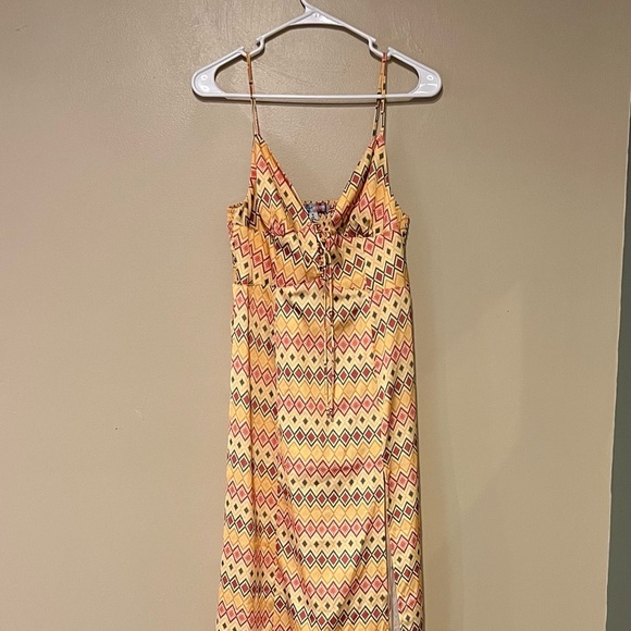 Urban Outfitters Yellow and Pink Midi Dress - Picture 3 of 7